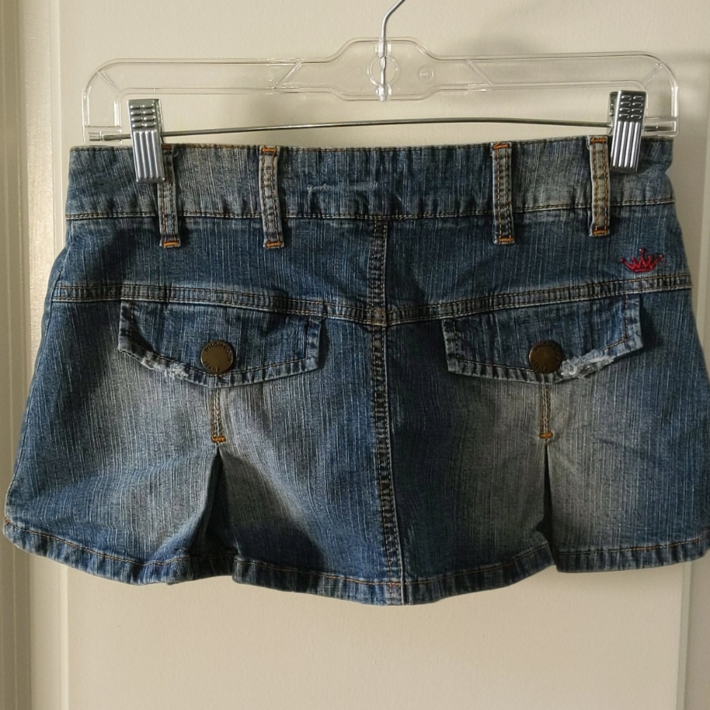 NEW Duchess Jeans Denim Ruffle Mini Stretch Skirt